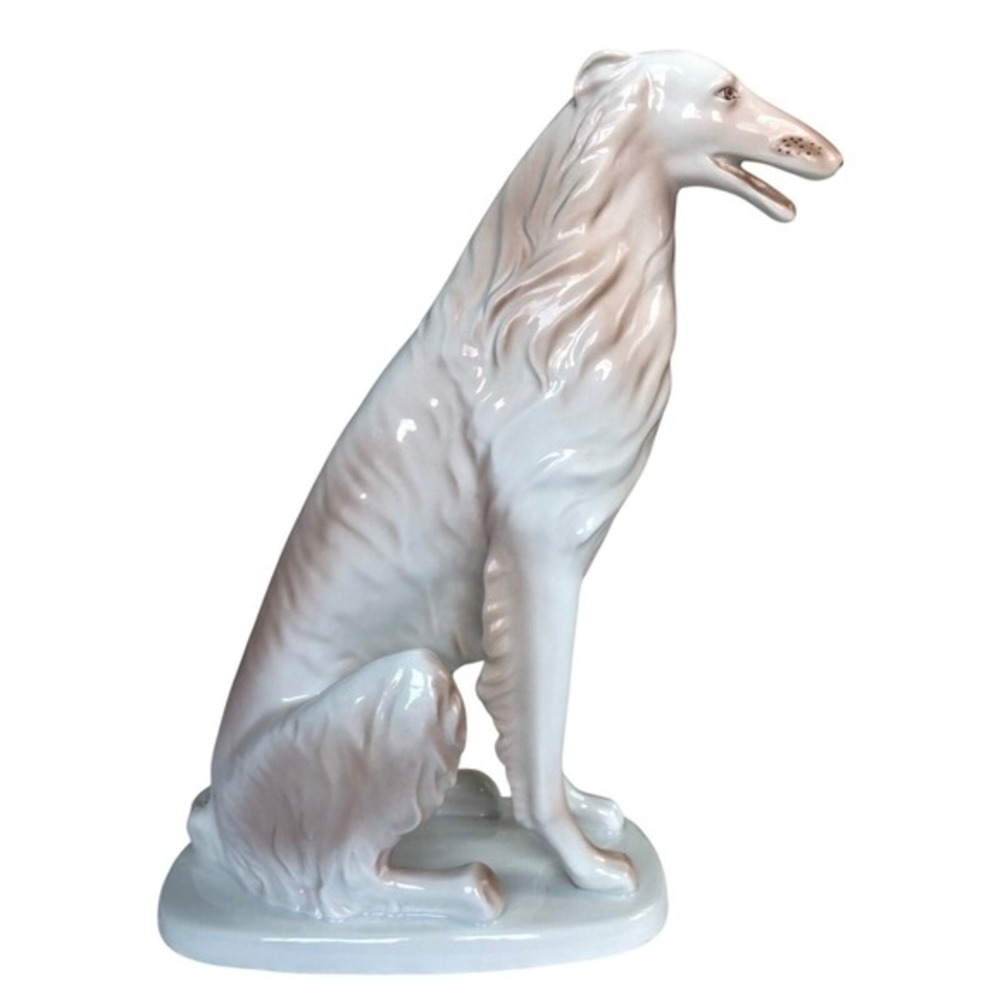 Vintage Hollohaza Porcelain‎ Borzoi Dog Figurine Wolfhound 11" MCM 4834 Hungary